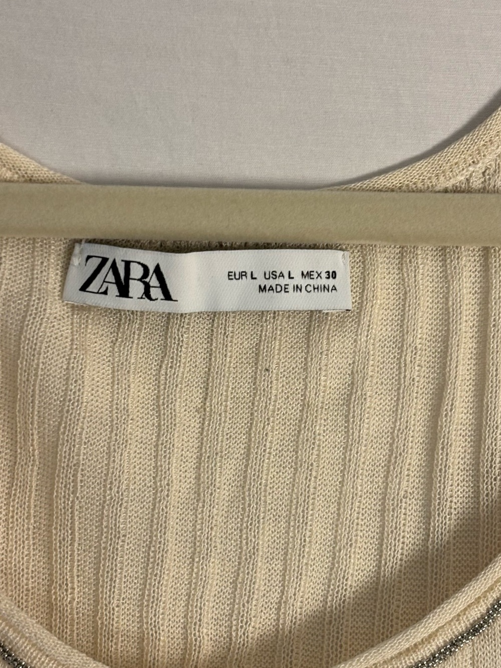 Zara Cream Ruffle Ribbed Tank Top - Picture 2 of 4